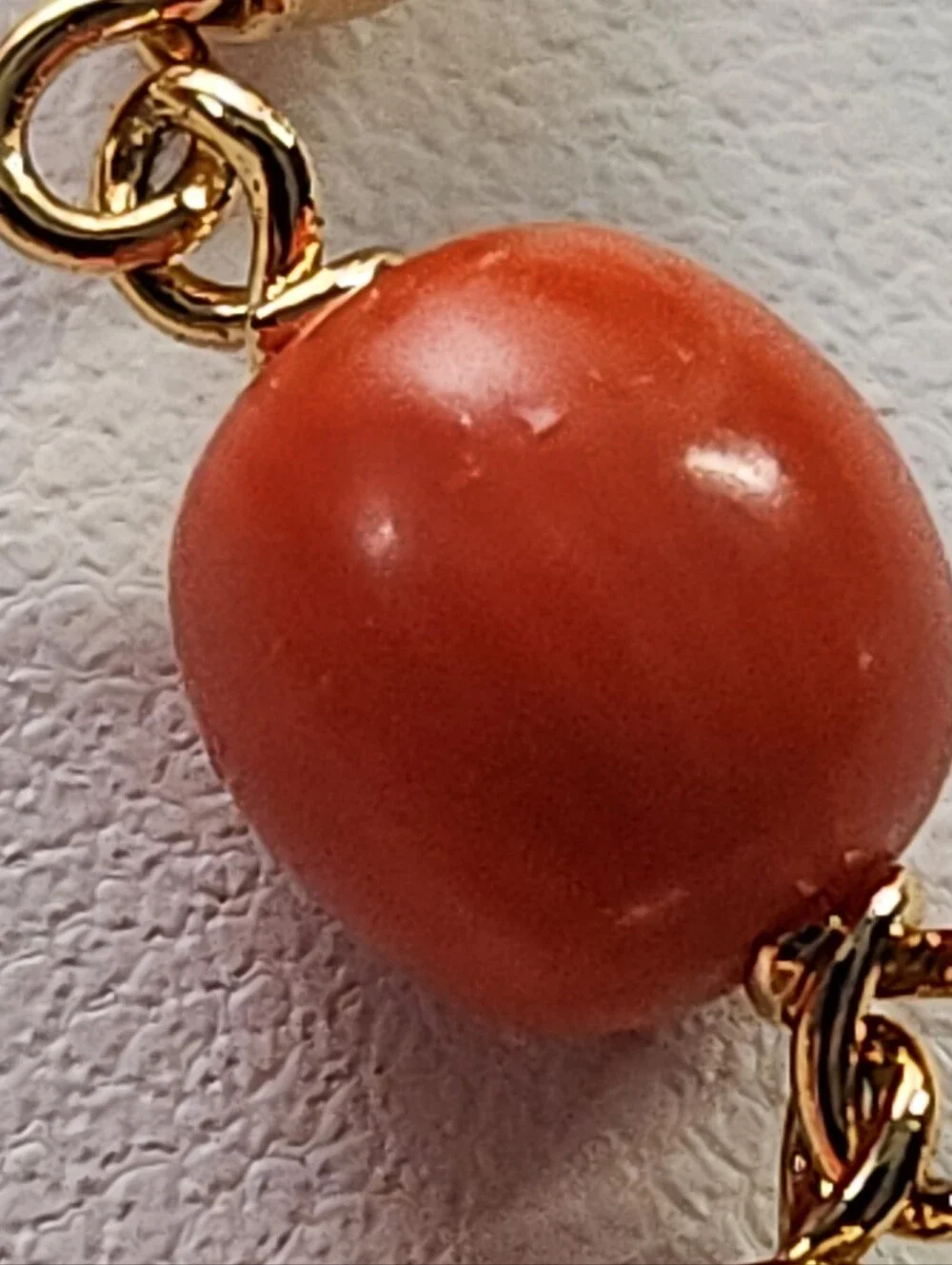 #2604, Signed ( Ls, 14K) Gold plated Baby Bracelet, Japanese Momo Coral, 5.5